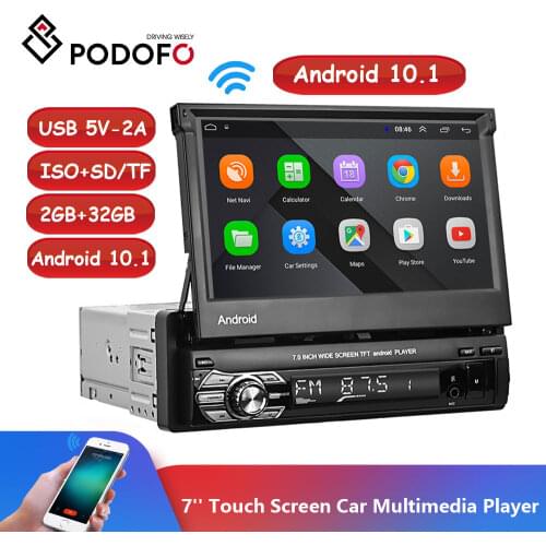 Podofo Android 1din Quad-Core Car GPS Navigation Player 7'' Universa Car Radio WiFi Bluetooth MP5 1 DIN Multimedia Player NO DVD