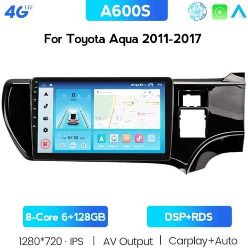 9'' 1280*720 IPS Android 10.0 Car Radio Stereo For Toyota Aqua 2011 - 2017 Multimedia Player Navigation GPS Video Carplay 4G Lte