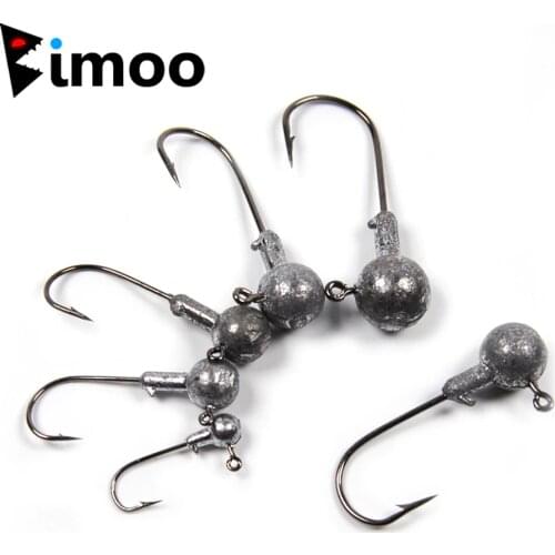 Bimoo 20pcs Lead Jig Head 9g 6g 4g 3g 1g 2/0 1/0 #2 #4 #6 Barbed Hook Soft Lure Jigging Hook Fishing Hooks