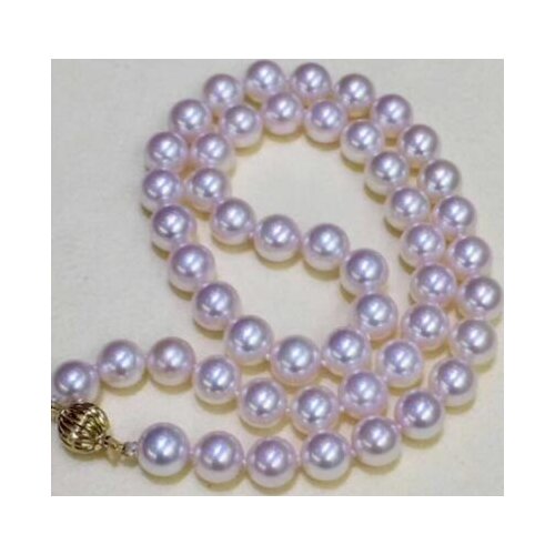 >>>>noble jewelry classic 8-8.5mm Japanese Akoya round white pearl necklace 14k