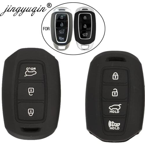 Jingyuqin Silicone Car Remote Key Fob Case Cover For Hyundai i30 i35 i40 Azera Elantra Solaris Grandeur Ig Accent Santa Fe 2018