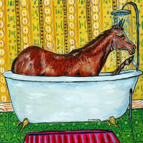 Quarter Horse taking a bather Bather bathroom Decor art mural living room bedroom decoration Home Office Decor