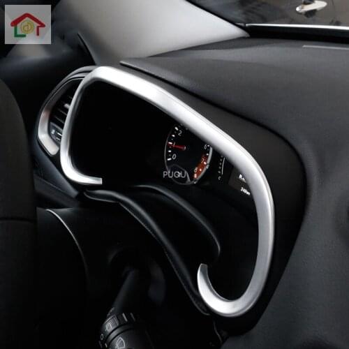 For Jeep Renegade 2015 2016 2017-2019 Chrome Dashboard Instrument Panel Gauge Matte Cover Trim Frame Car Styling Molding Garnish