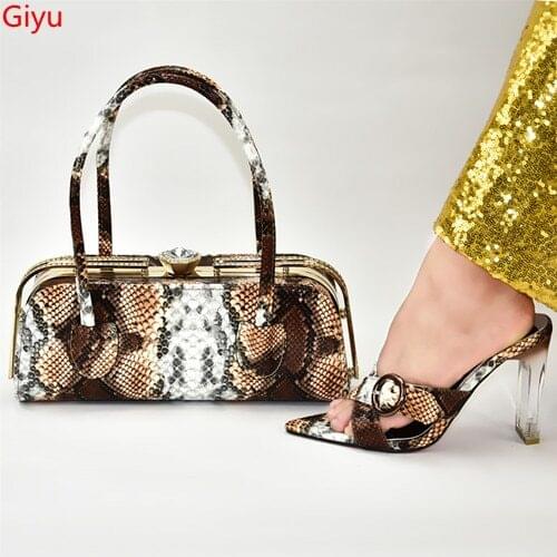 Doershow Italian Shoes With Matching Bags Set Italy African Womens Party Shoes and Bag Sets gold Color Women shoes! !SSL1-3