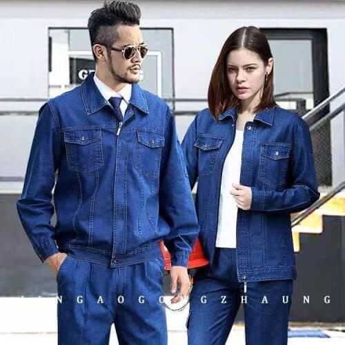 Denim overalls men suits coat/trouser thin section labor insurance construction site construction welding clothing anti-scalding