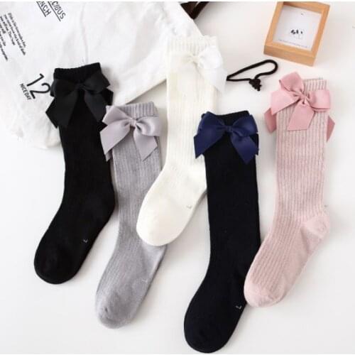 Baby Girl Socks Autumn Knee High Princess Socks for Girl Sweet Cute Long Tube Kids Candy Color Bows Leg Warmer Baby Stuff 1-8T