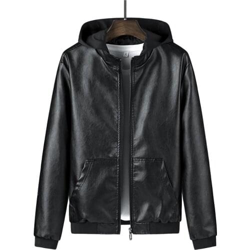 Leather Jacket Men Winter Jacket Coat Hooded Warm Casual Motorcycle Men Jacket Plus Size Men Clothing Jackets Coats Top 5XL