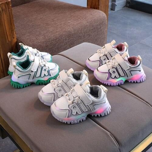 Size 21-30Children Breathable Wear-resistant Sneakers Girls Led Light Up Shoes Boys Cushioning LuminousSneakers Baby GlowingShoe