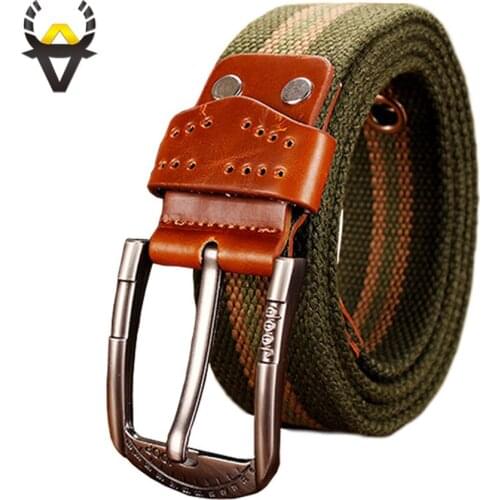 Fashion army tactical canvas belts for men High quality military pin buckle man belt for casual jeans strap male Width 3.8 cm