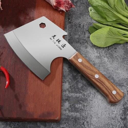 SHUOJI Chopping Kitchen Knives 4Cr14 High Hardness Stainless Steel Bone Cuting Knife Fresh Stone Blade Bone Cutter Chopper Tools