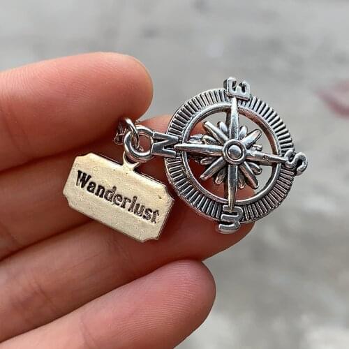Wanderlust Travel Compass Necklace Safe Travels Journey Keepsake Pendant Necklace For Men Or Women Jewelry Gifts