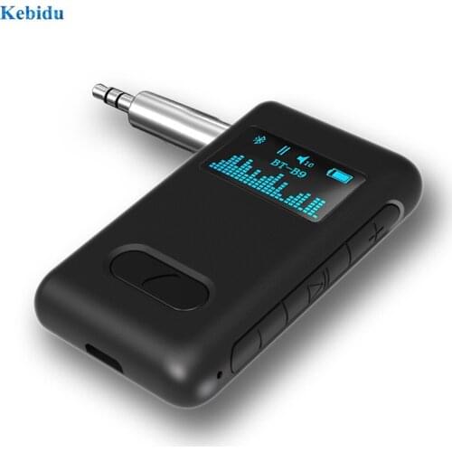 KEBIDU Bluetooth 5.0 Receiver LCD Display Screen 3.5mm AUX RCA Stereo Music Wireless Auido Adapter with Mic for Speaker Car