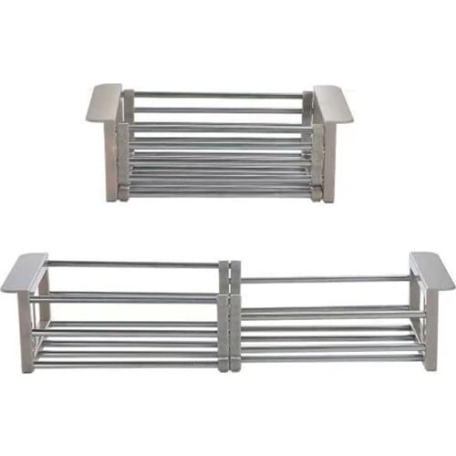 High Quality Adjustable Dish Drying Rack Washing Vegetable Drainer Fruit Drain Basket For Sink Stainless Steel Kitchen Organizer