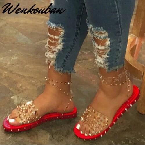 Summer Sandals Women Rivet Flat Sandals For Women Bling Buckle Beach Shoes Ladies Fashion Sandalia Mujer Femmes Sandales 2021