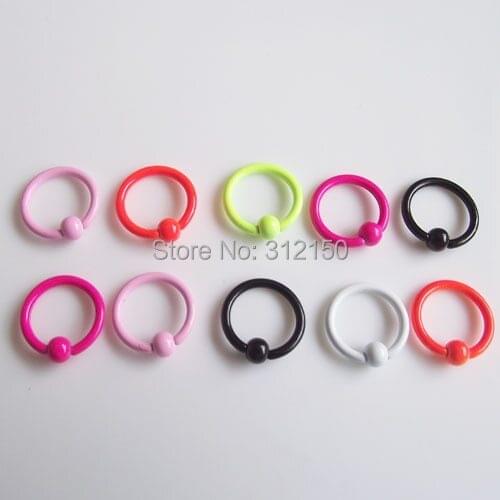 SaYao 100pcs Free Shipping Gauges BCR piercing neon colors tragus ring16G surgical Stainless Steel captive ring
