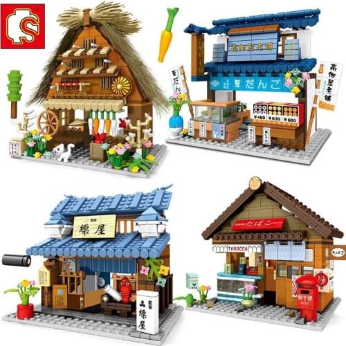 SEMBO City Architecture Food Shop Building Blocks Street View Store Restaurant House Set Model Figures Bricks Toys For Childrens