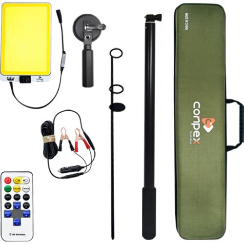 3M Telescopic LED Fishing Rod Outdoor Searchlight Camping Lantern lamp for Road Trip Self-drive Travelling with Remote Control