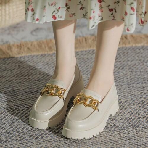 Summer Shoes Ladies Oxfords Womens Round Toe Clogs Platform All-Match Female Moccasin British Style Flats Loafers With Fur Casu