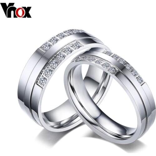 Vnox Wedding Rings for Women Men Fashion Color CZ Stone Alliance Romantic Forever Love Promise Finger Ring Bijoux