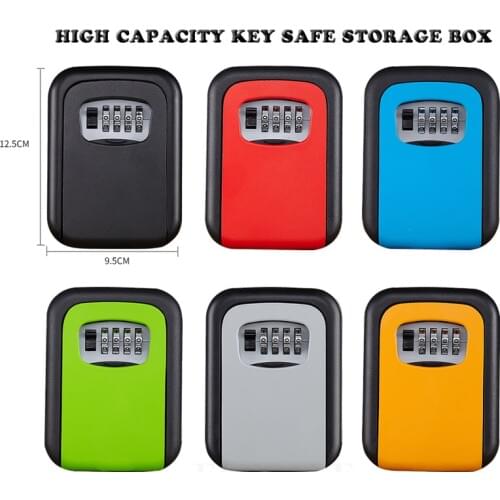 High Quality Metal Key Safe Storage Box with 4-Digit Password Lock Home Garage Apartment Spare Keys Hidden Secret Organizer Box