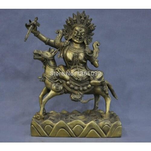 Xd 00189 14'' China Tibet Palden Lhamo Protector Buddha Ride Horse Bronze Statue
