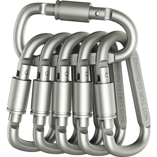 XSXS--6 pcs Aluminum Alloy D-ring Locking Carabiner Light but Strong