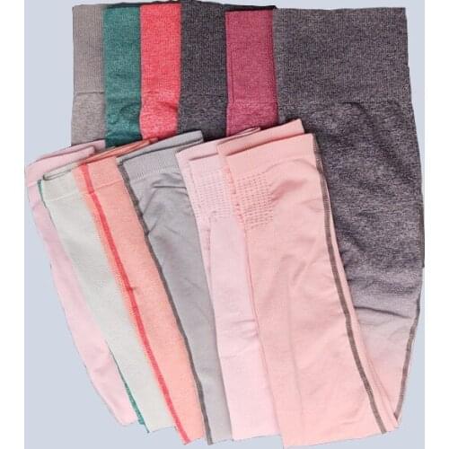 Women High Waist Ombre Seamless Leggings Gym Sport stacked Trousers Gradient Yoga Tights Workout Fitness Ankle-Length Yoga Pants