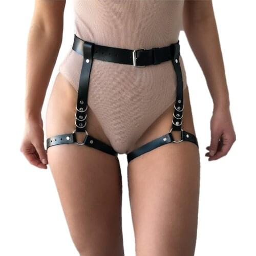 Sexy Bondage Leather Harness For Women Garter Belt Sex Lingerie Stockings Belt Body Straps Leg Harness Belt Suspender