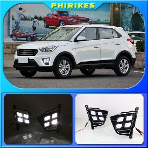 1 Set 12V LED Daytime Running Light Car Accessories Waterproof ABS DRL Fog Lamp Decoration For Hyundai Creta IX25 2014 2015 2016