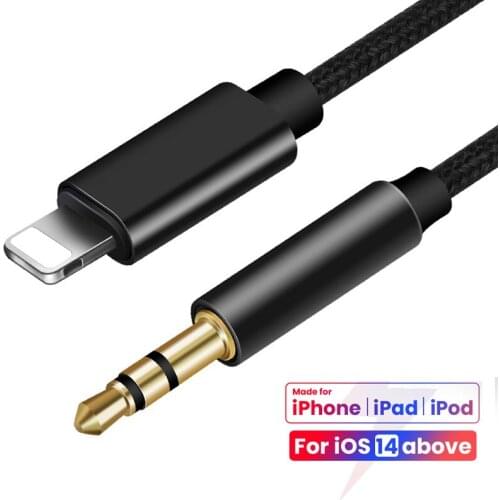 1M Lighting to 3.5mm Jack Aux Cable Car Speaker Headphone Adapter for iPhone 11 Pro XS XR X 12 Audio Cable