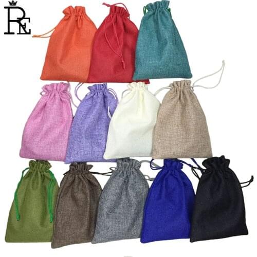 10*14cm 50pcs/lot Handmade Jute Drawstring Burlap Wedding Party Christmas Gift Jewelry Pouches Packaging Bags