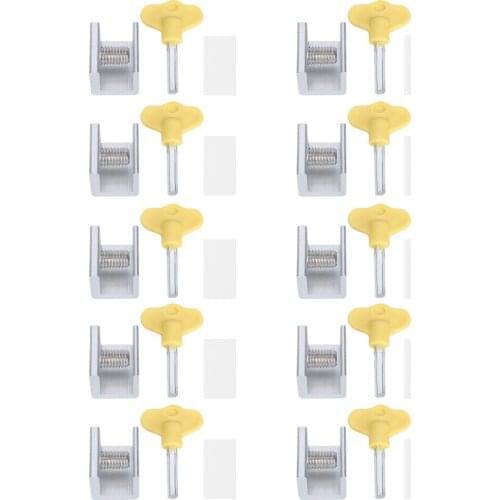 10 Set Sliding Window Safety Lock Aluminum Alloy Slide Security Lock Stopper With Keys Home Screen Lock