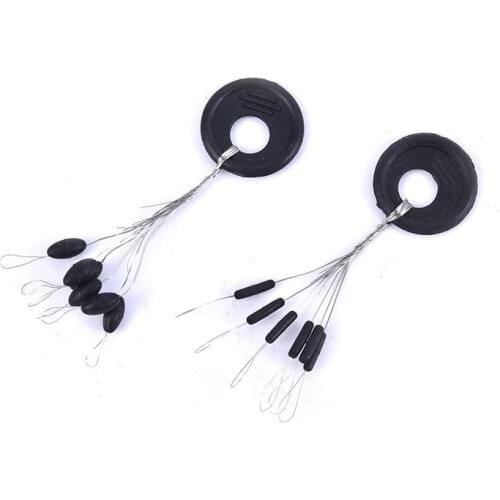 10Pcs 6 In 1 Size XS-L Black Rubber Stopper Fishing Bobber Float Space Bean Stopper Folat Line Stoppers Bobber Stops