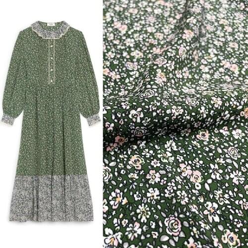 145cm Width Fashion Small Floral Printed Imitate Double Crepe Fabric For Woman Summer Dress Blouse Pants DIY Cloth Sewing