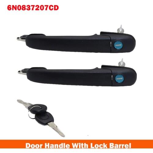 2 Sets 6N0837207CD Front Left Right Door Handle With Lock Barrel For VW Polo 6N 6N1 6N2 For Sharan Seat Alhambra Galaxy