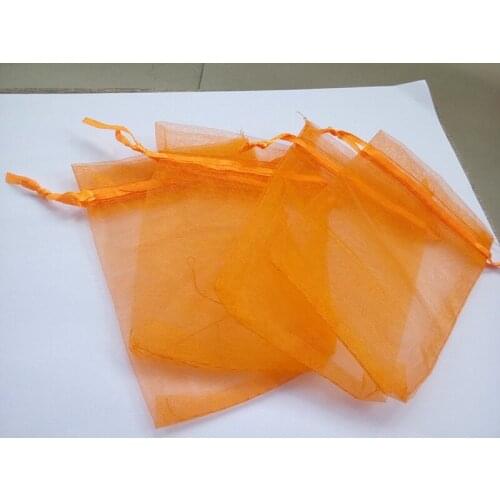 200pcs 13*18 Orange gift bags for jewelry/wedding/christmas/birthday Organza Bags with handles Packaging Yarn bag