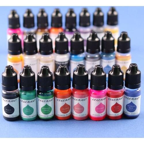 24 Color 10Ml Bottled Candle Pigments Soap Liquid Colorant for Diy Epoxy Resin Molds Making Silicone Wax Candle Coloring Dye