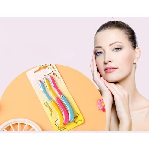 3pcs Eye Facial Eyebrow Razor Trimmer Shaper Shaver Blade Remover Tool Professional Faced Blade Tool Holder Eyebrow Repair Tool