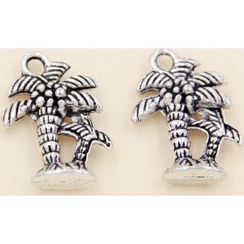 Wholesale 30pcs Tibetan Silver Coconut Tree Charms Pendants 13x18mm