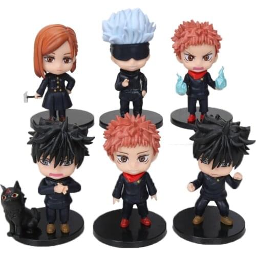 6pcs/set Anime Jujutsu Kaisen Figure Gojo Satoru Action Figure Stand Model Plate Desk Decor Itadori Yuji Kugisaki Nobara toys
