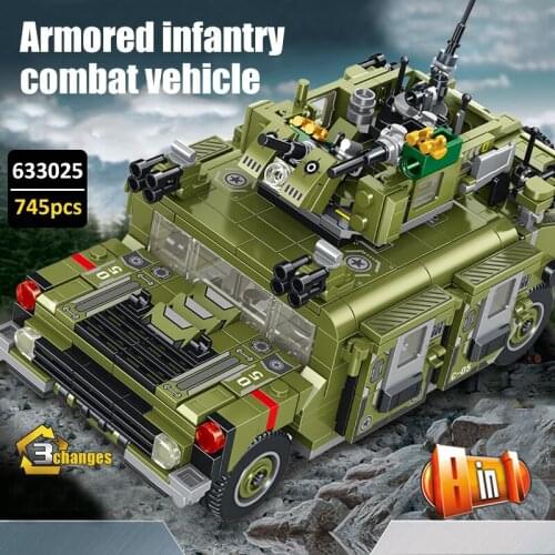 745pcs 3 Changes Army Military War Armored Infantry Fighting Vehicle Building Block Figures Gift for boys Educational Toys Gifts