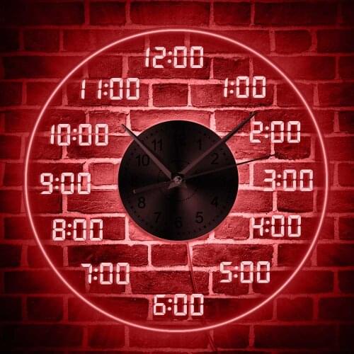 Analogous Digital Wall Clock with LED Backlight Humorously Designed Numbers Display Acrylic LED Lighting Wall Clock Room Decor