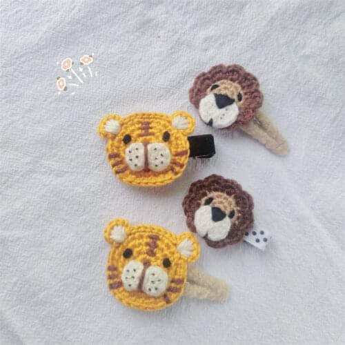 Boutique 10pcs Fashion Cute Crochet Lion Hairpins Solid Cartoon Barrettes Snap Clips Princess Headwear Girls Hair Accessories