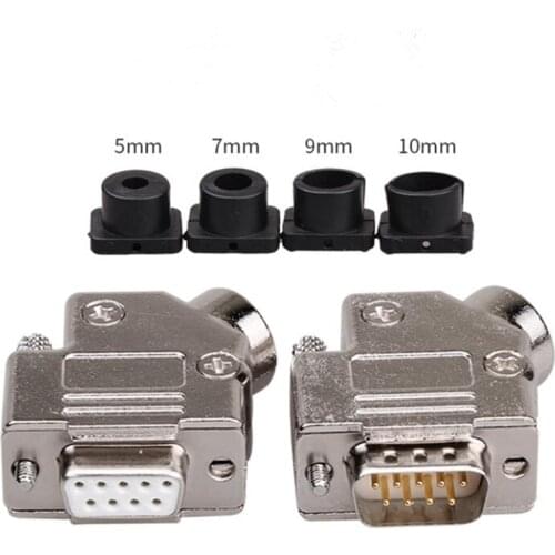 D-SUB Connectors DB9 Metal Connector Male/Female Serial Port Plug 9 Pin Connector 45 Degree Outlet Hole Metal Case 45 ° Shell