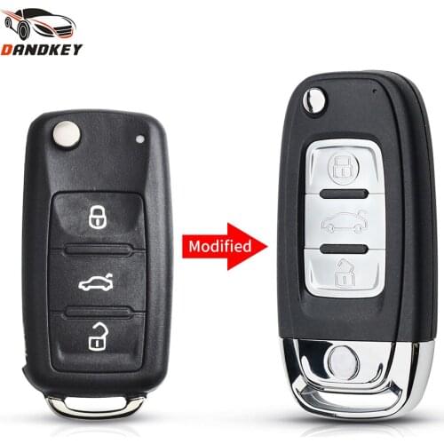 Dandkey 10pcs Flip 3 Buttons Remote Key Shell For VW VOLKSWAGEN Tiguan Golf Sagitar Polo MK6 Replacement Modified Car Key Case