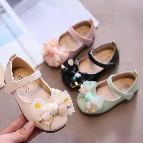 Toddler Dress Shoes Girl 0-1-6 Years Old Infant Girl Shoes with Bownot Soft Leather Baby Walking Shoes SOB009