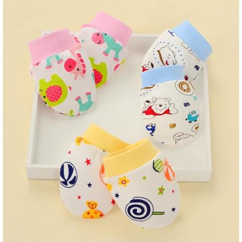 Pure Cotton Anti Grasping Breathable And Warm Infant Gloves Baby Newborn Baby Mitts Cartoon Face Gloves