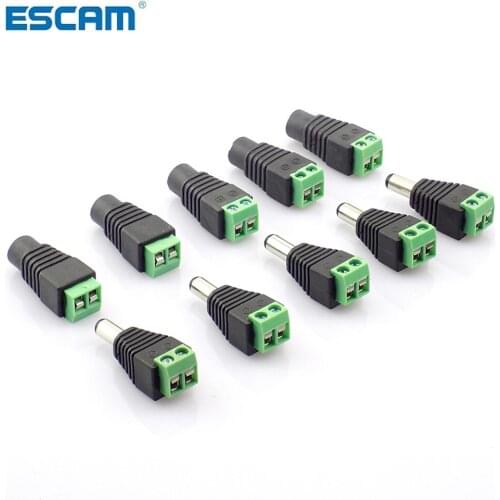 ESCAM Coaxial Cat5 To Bnc DC Power Male jack plug DC female Connector plug adapter Av BNC UTP for CCTV Camera Video Balun