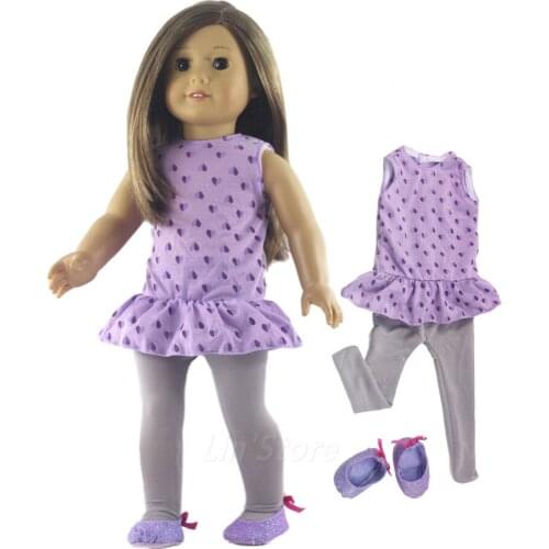 Hot Sell Fashion Doll Clothes+1 Tights+1 pairs Shoes for 18 inch American Doll Many Style for Choice