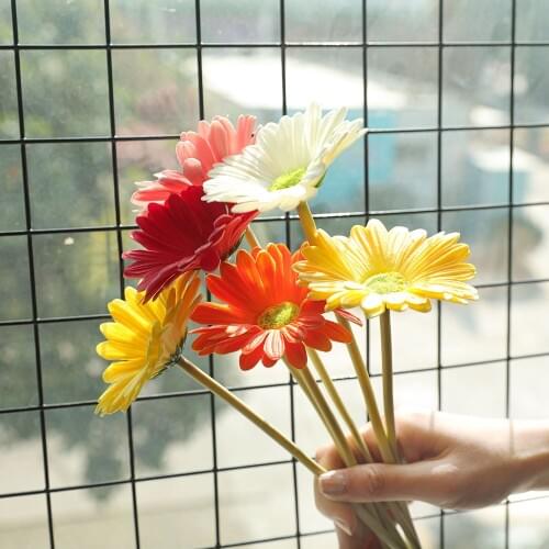 Artificial Flowers Branch PU Gerbera for Home Decoration Wedding Flower Arrangement Materials Photo Props Fake Floral Garland